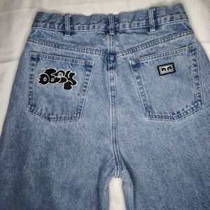 Vintage OBEY Blue Denim Jeans with Graphic Patch